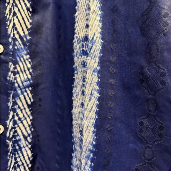 Declaj Clothing original design, hand sewn adire navy tie dye button shirt. - Picture 6 of 6